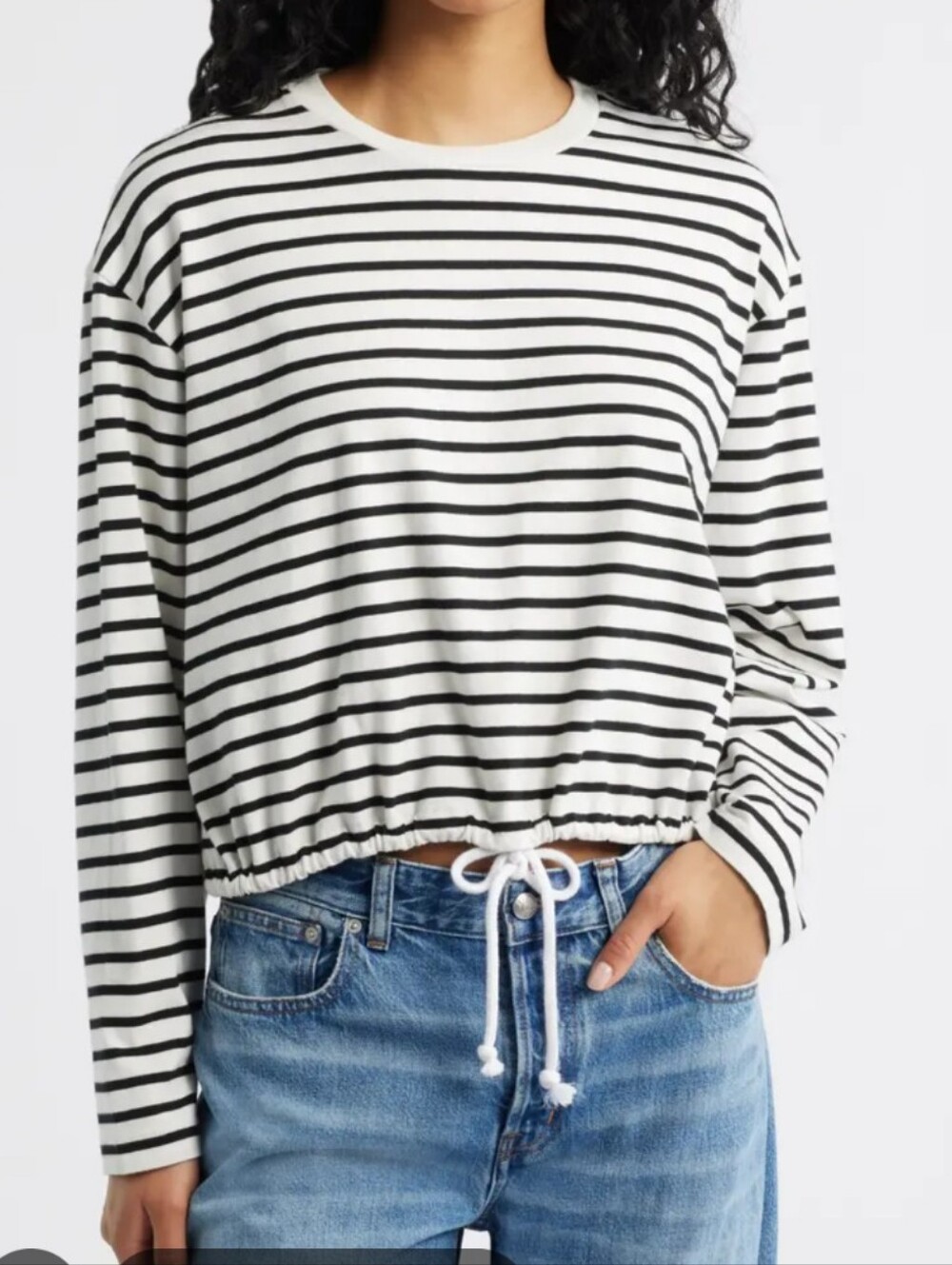 Mudd Black and white striped longsleeve blouse‎